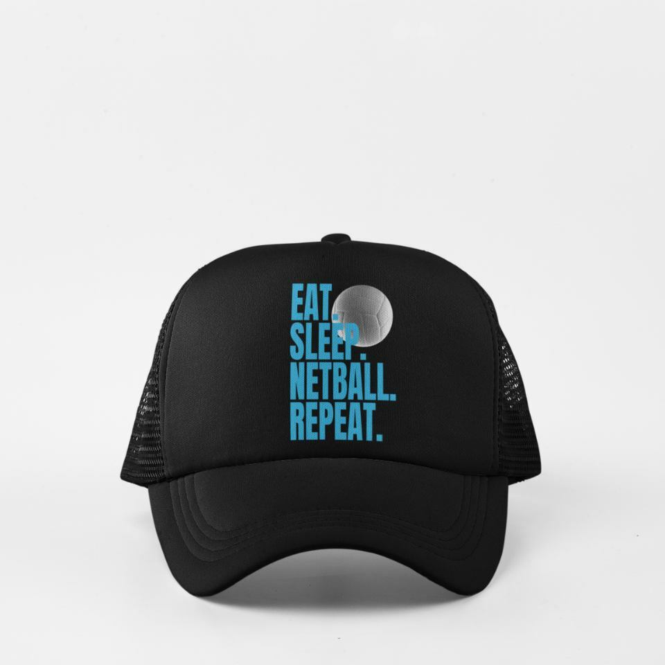 Eat sleep netball repeat cap